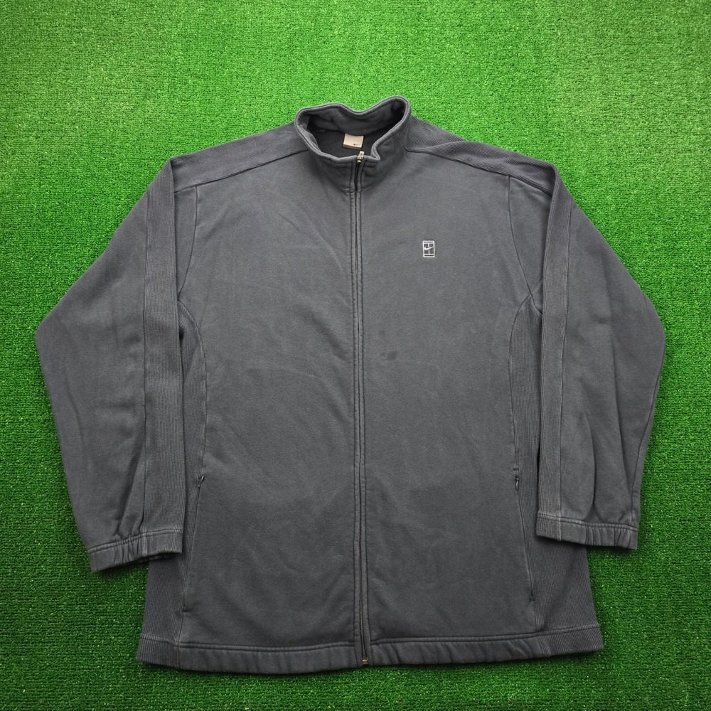 Nike‎ Court Heritage Tennis Jacket Mens 2XLT Black Navy Full Zip Vintage Y2K